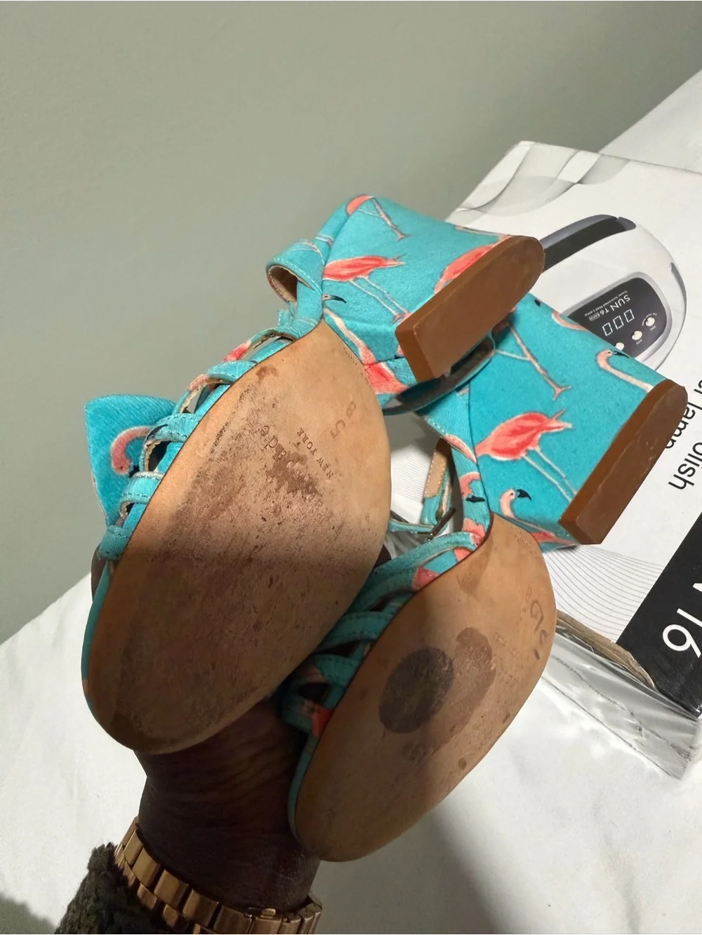 kate spade Teal Flamingo Bow Slingback Heels